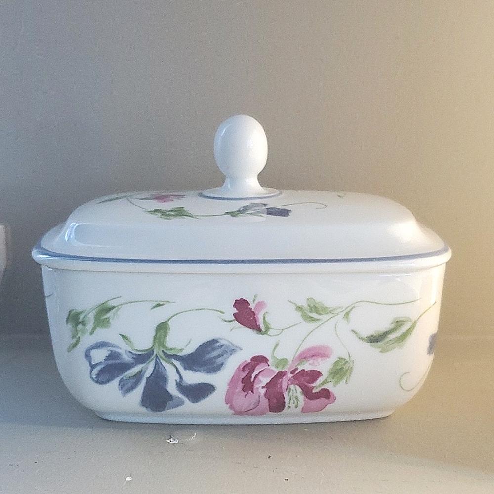 Floral Ceramic Butter Dish